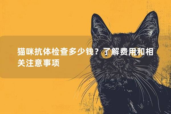 猫咪抗体检查多少钱？了解费用和相关注意事项